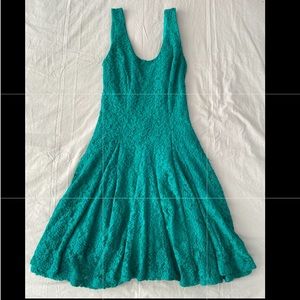 Voluminous SMALL Teal Lace covered Mini Dress